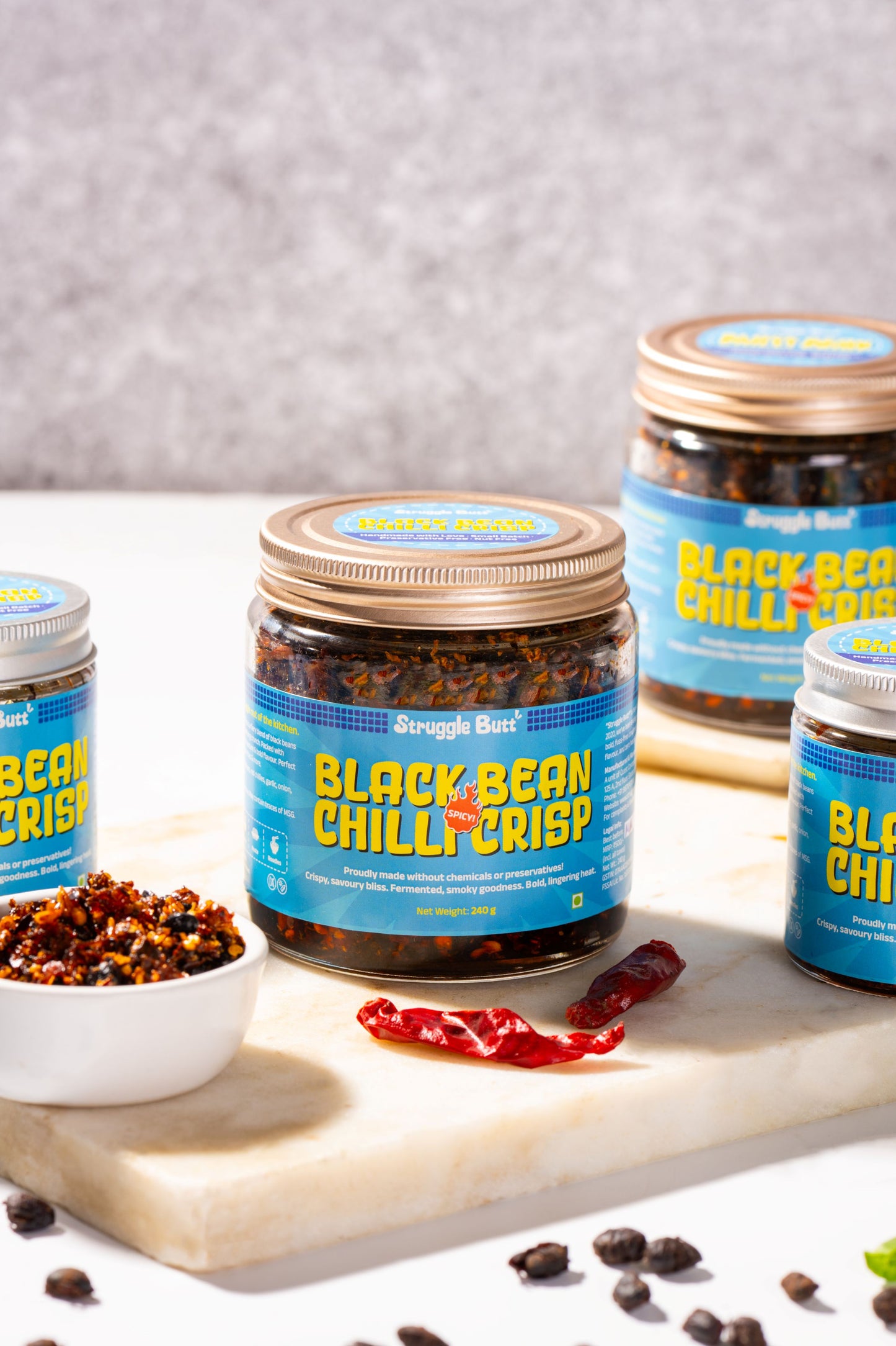 Umami, savory and crispy Black Bean Chilli Crisp texture by Struggle Butt